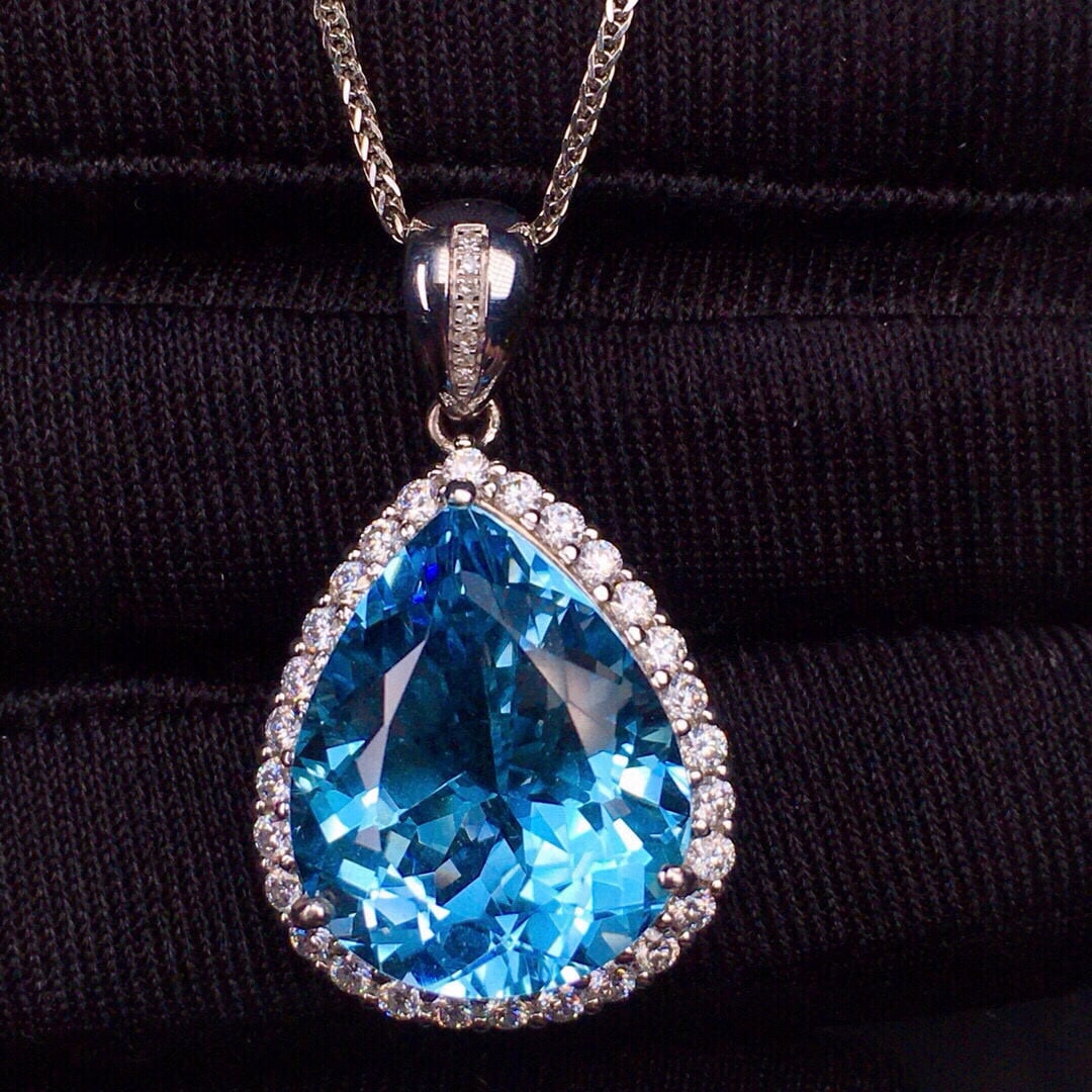 14k Gold 14.9 Ct Natural Topaz & Diamond Pendant( Without Chain ) - 6