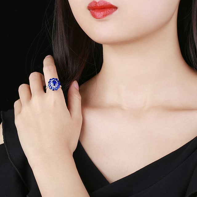 14k Gold 4.62 Ctw Natural Sapphire & Sapphire Ring - 2