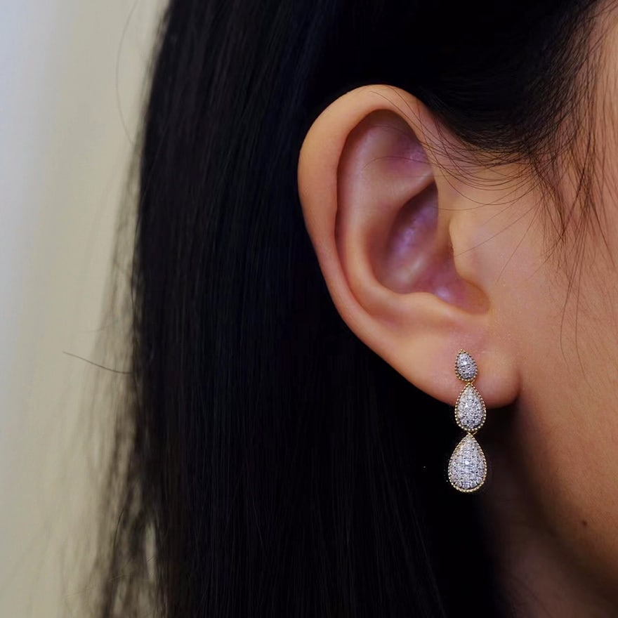 14k Gold 0.66 Ct Natural H Diamond Earrings - 3