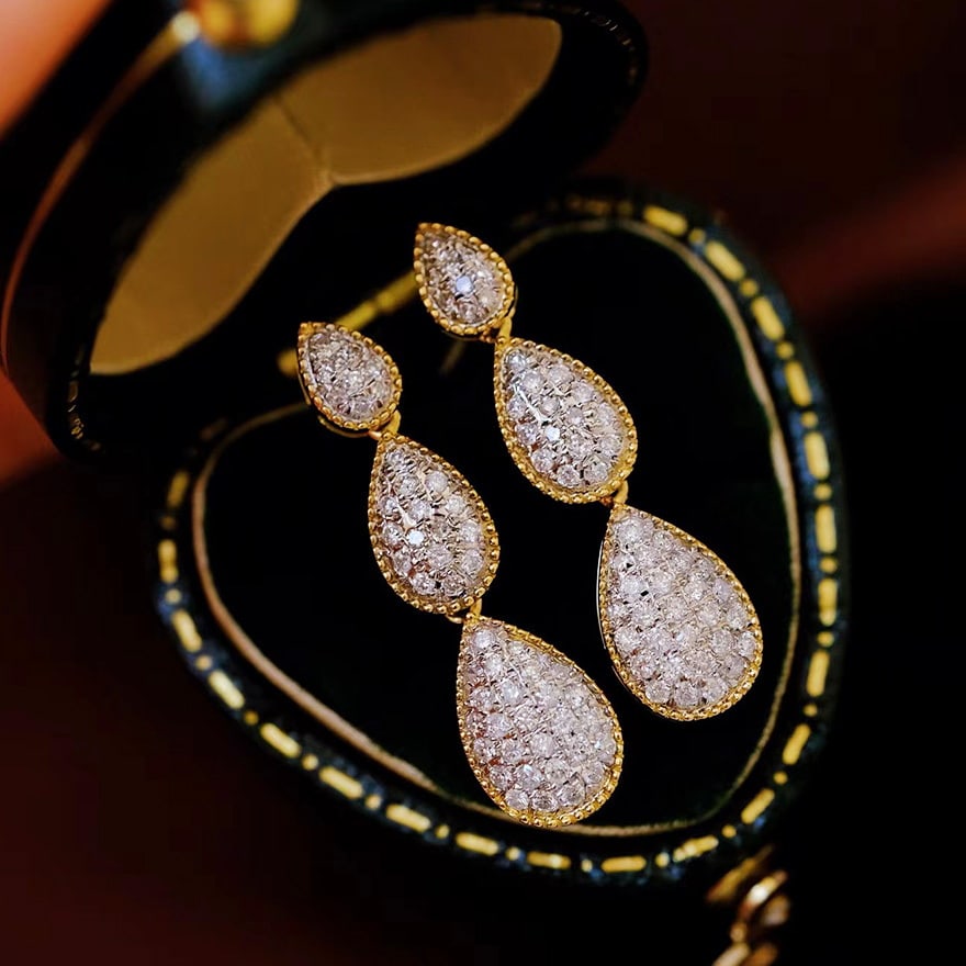 14k Gold 0.66 Ct Natural H Diamond Earrings - 6