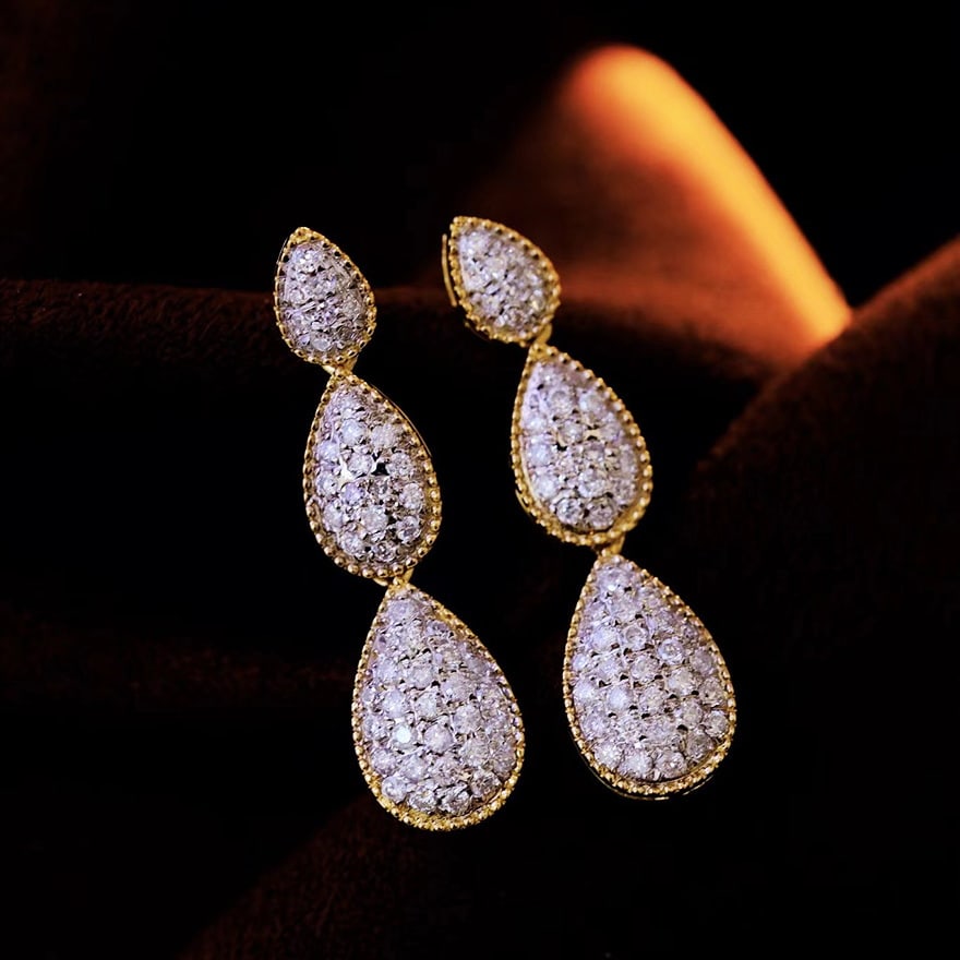 14k Gold 0.66 Ct Natural H Diamond Earrings - 7