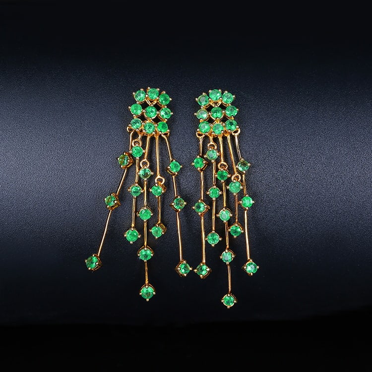 14k Gold 2.25 Ct Natural Emerald Earrings - 2