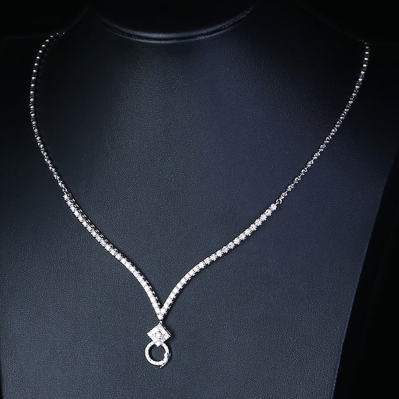 14k Gold 1.98 Ct Natural H Diamond Necklace - 2