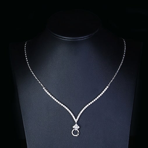 14k Gold 1.98 Ct Natural H Diamond Necklace - 4