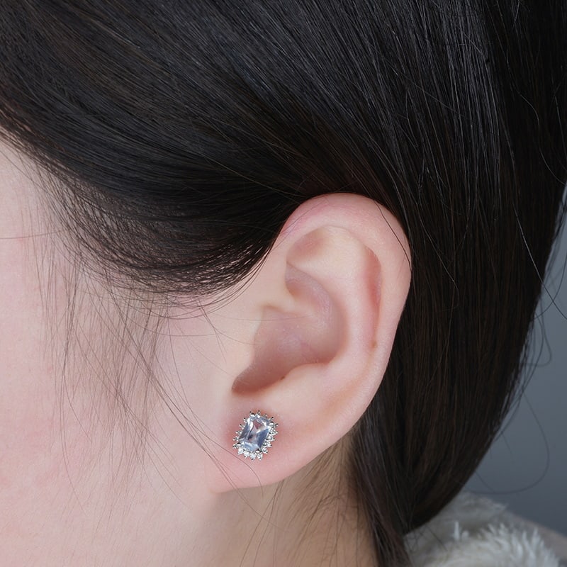 14k Gold 1.38 Ctw Natural Aquamarine & Sapphire Earrings - 3