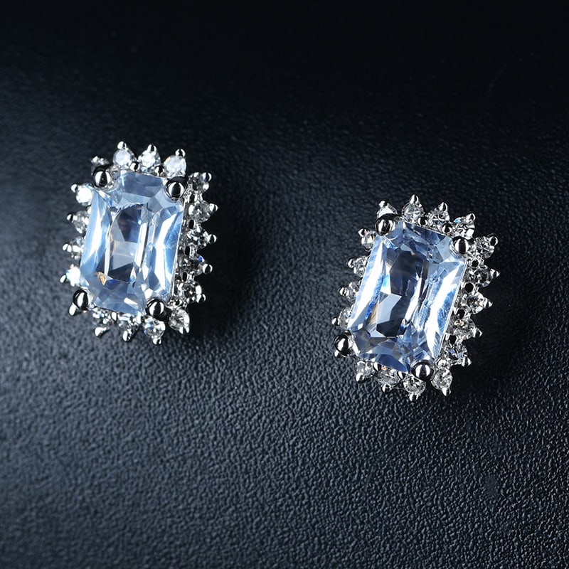 14k Gold 1.38 Ctw Natural Aquamarine & Sapphire Earrings - 5