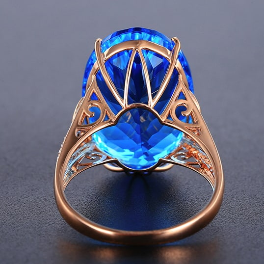 14k Gold 20.19 Ctw Natural Topaz & Diamond Ring - 5