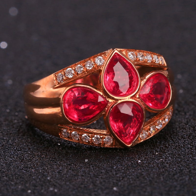 14k Gold 1.40 Ctw Natural Ruby & Diamond Ring - 5