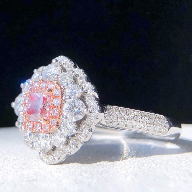 14k Gold 0.26 Ct Natural Pink Diamond & Diamond Ring - 6
