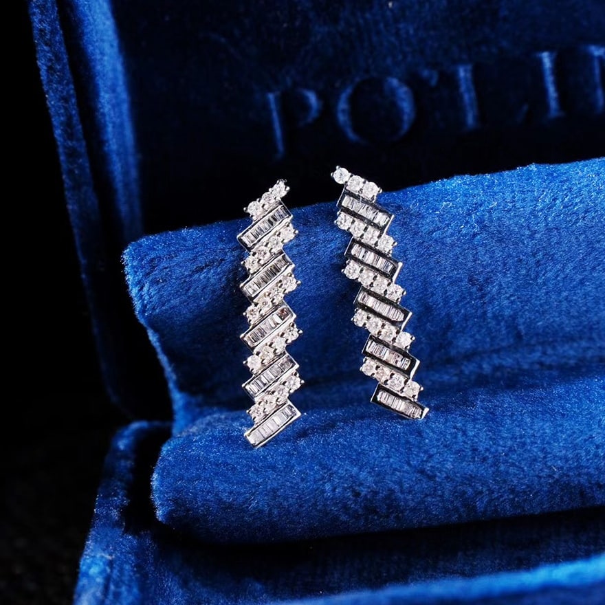 14k Gold 0.68 Ct Natural H Diamond Earrings - 6