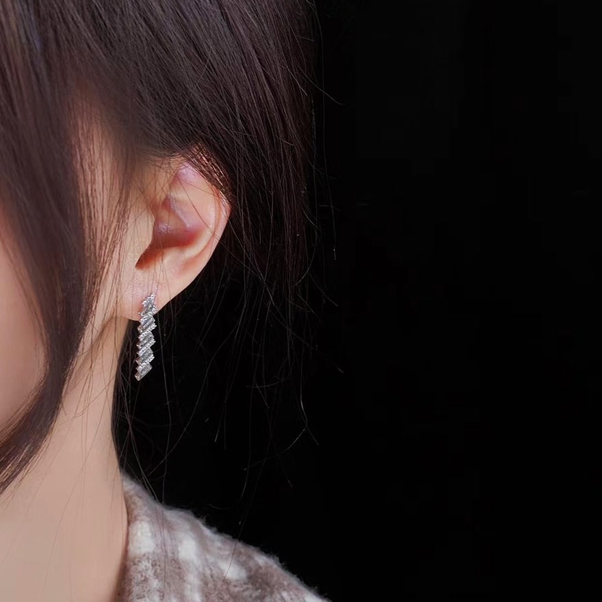 14k Gold 0.68 Ct Natural H Diamond Earrings - 7