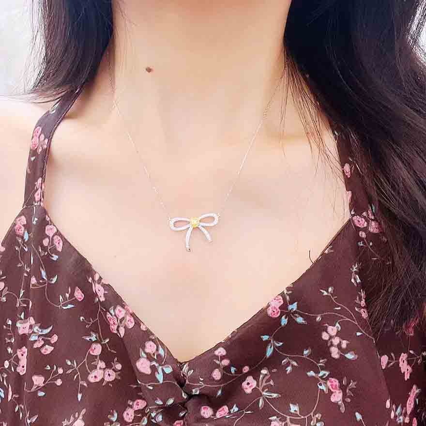 14k Gold 0.50 Ct Natural Color Diamond Necklace - 2