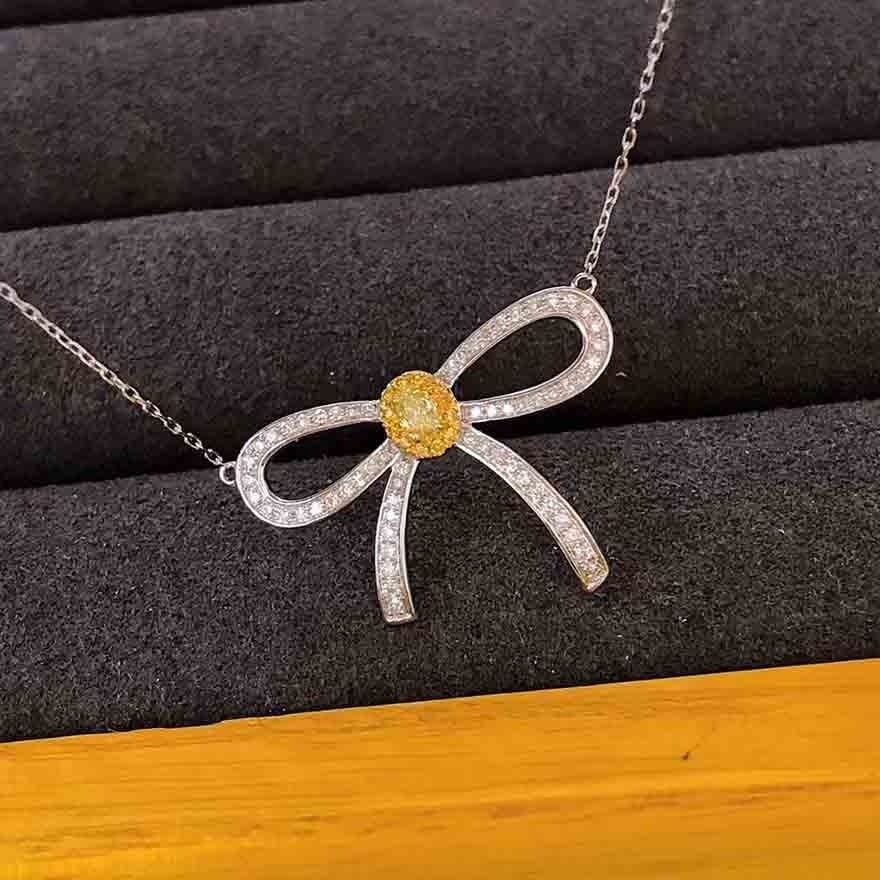 14k Gold 0.50 Ct Natural Color Diamond Necklace - 3