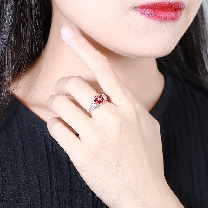 14k Gold 1.55 Ctw Natural Ruby & Diamond Ring - 7