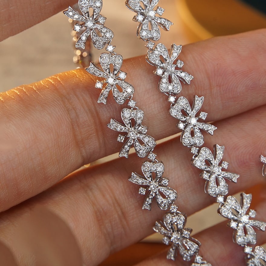 14k Gold 3.8 Ct Natural H Diamond Necklace - 2