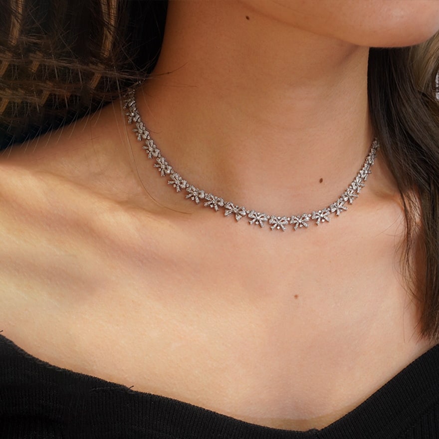 14k Gold 3.8 Ct Natural H Diamond Necklace - 5