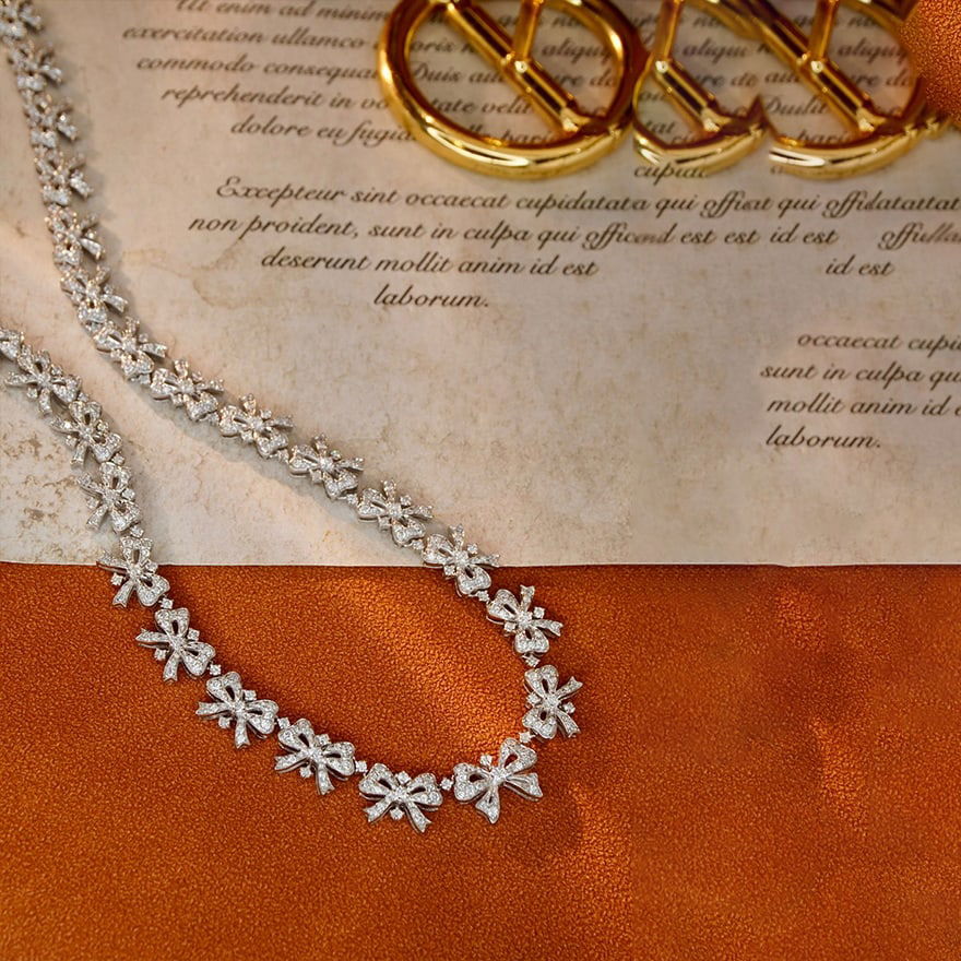 14k Gold 3.8 Ct Natural H Diamond Necklace - 7