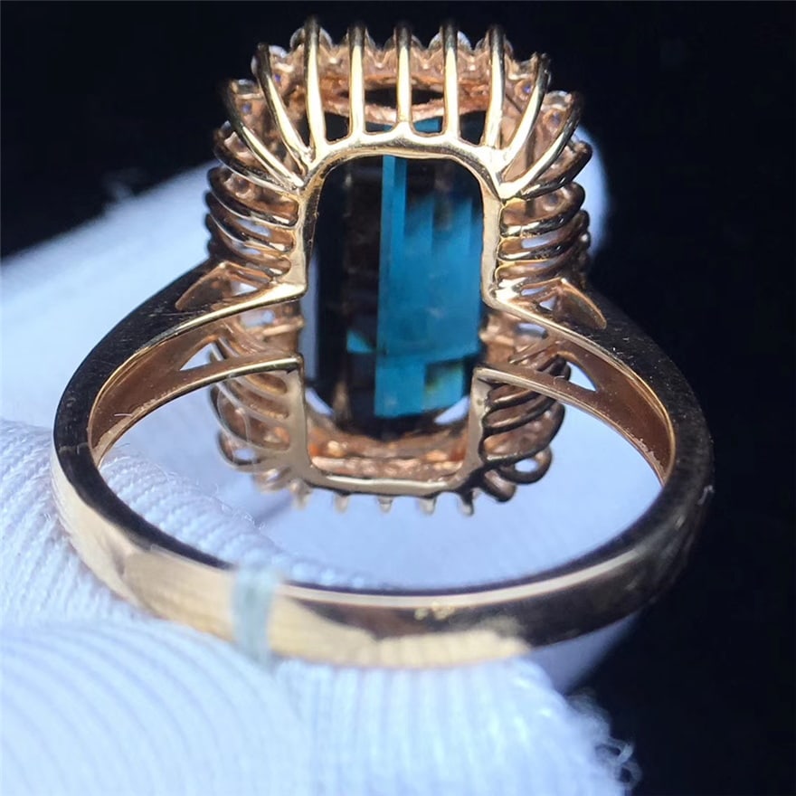 14k Gold 7.5 Ct Natural Tourmaline & Diamond Ring - 4