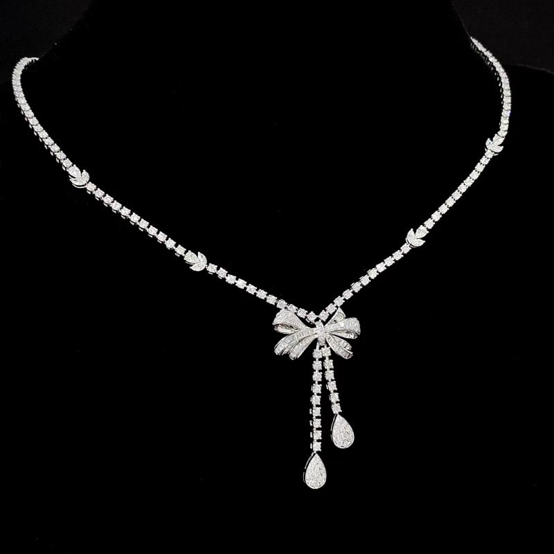 14k Gold 4 Ct Natural H Diamond Necklace - 5