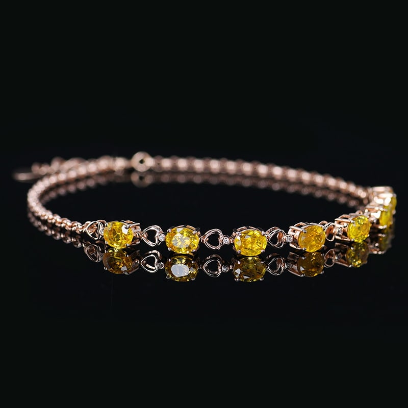 14k Gold 3.08 Ctw Natural Sapphire & Diamond Bracelet - 2