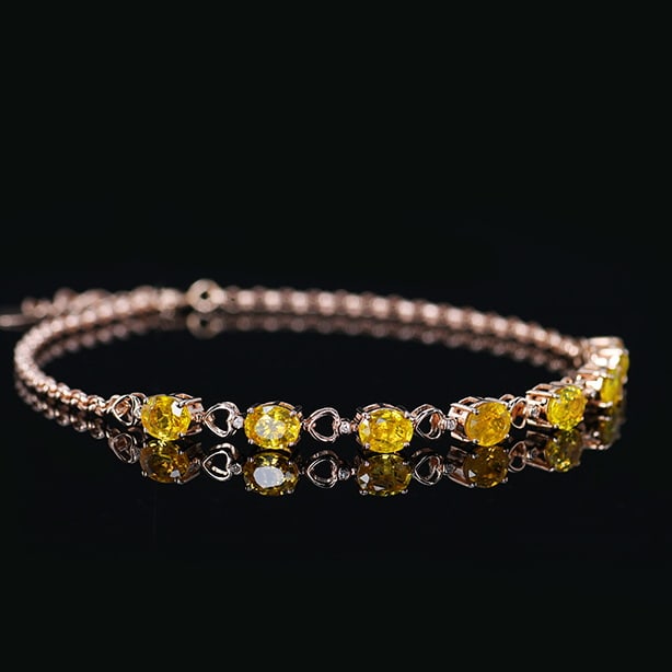 14k Gold 3.08 Ctw Natural Sapphire & Diamond Bracelet - 3