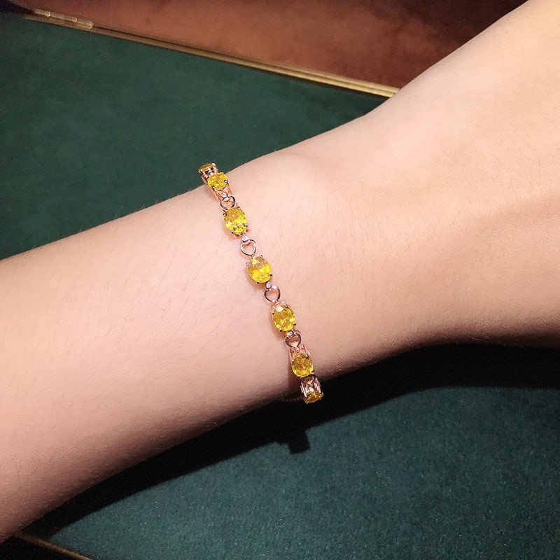 14k Gold 3.08 Ctw Natural Sapphire & Diamond Bracelet - 4