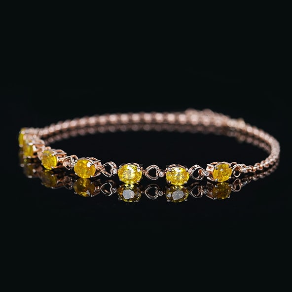 14k Gold 3.08 Ctw Natural Sapphire & Diamond Bracelet - 7