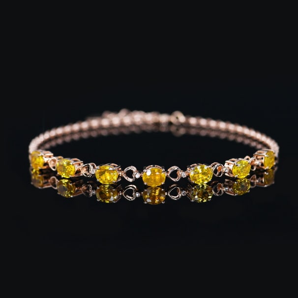 14k Gold 3.08 Ctw Natural Sapphire & Diamond Bracelet - 8