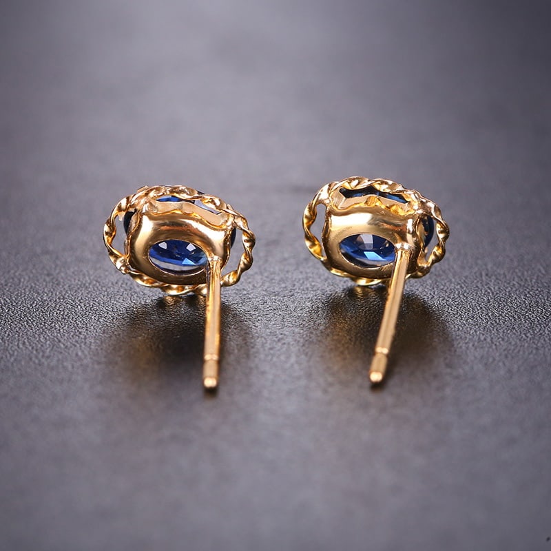 14k Gold 0.8 Ct Natural Sapphire Earrings - 3