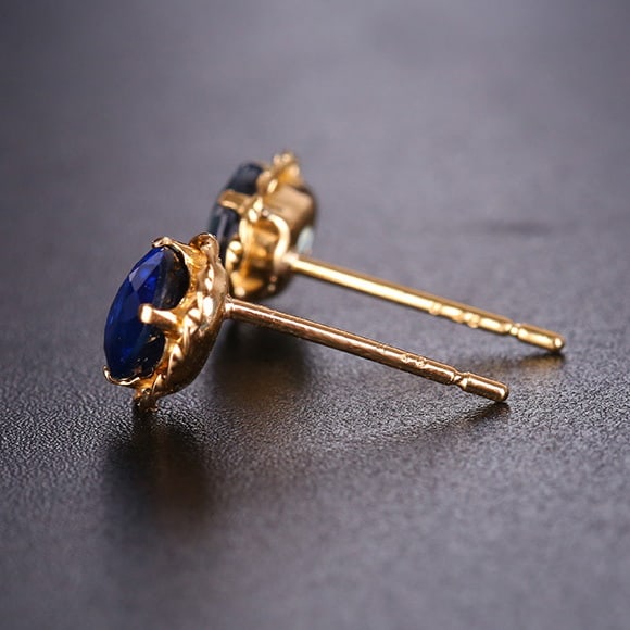 14k Gold 0.8 Ct Natural Sapphire Earrings - 6
