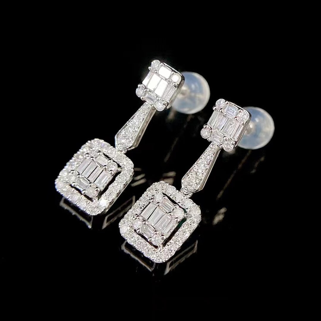 14k Gold 0.8 Ct Natural H Diamond Earrings - 4