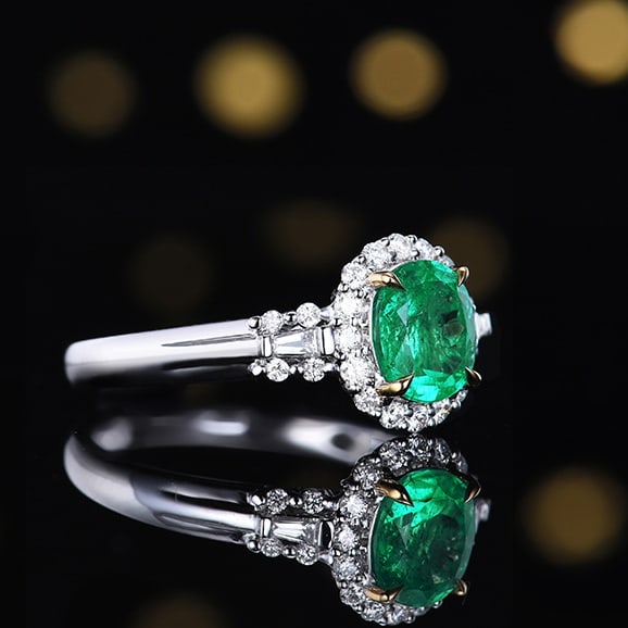 14k Gold 1.44 Ctw Natural Emerald & Diamond Ring - 2