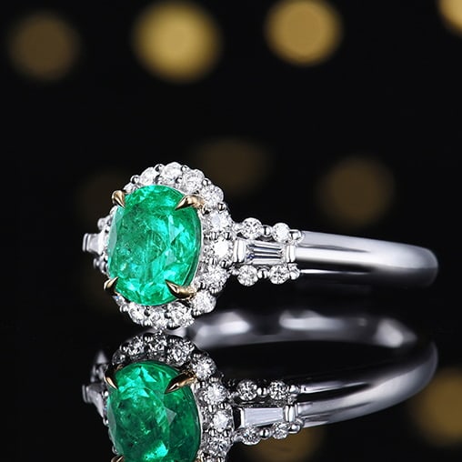 14k Gold 1.44 Ctw Natural Emerald & Diamond Ring - 5
