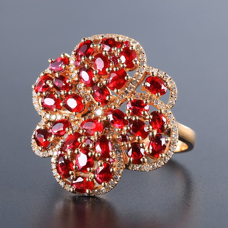 14k Gold 2.79 Ctw Natural Ruby & Diamond Ring - 3