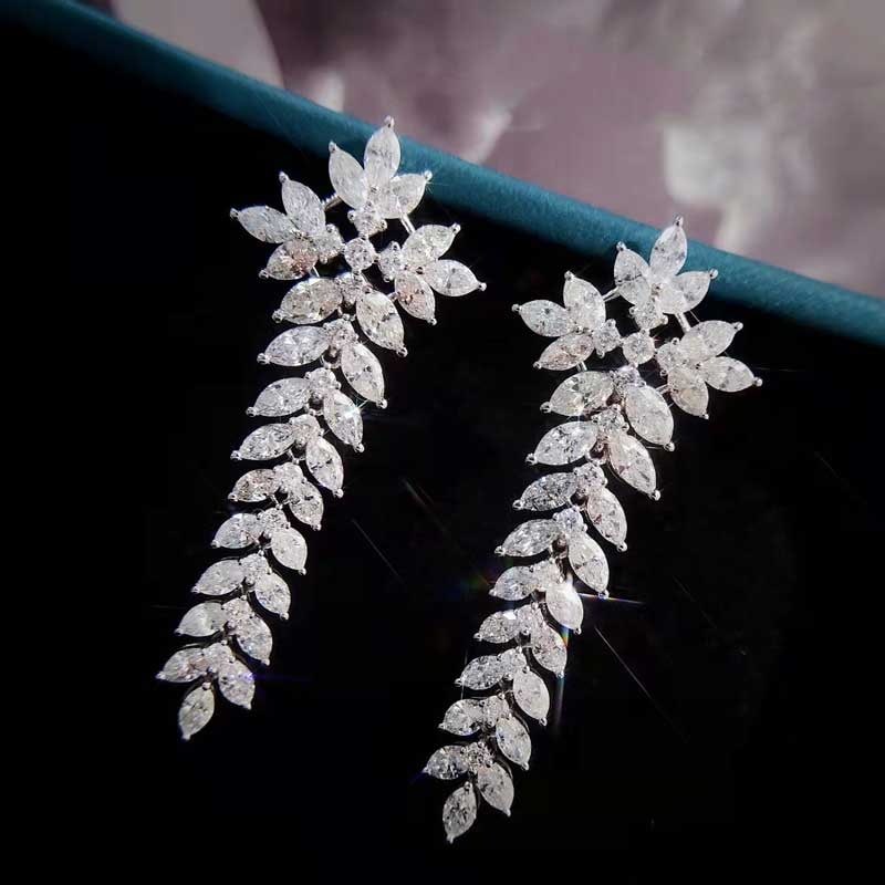 14k Gold 4 Ct Natural H Diamond Earrings - 7