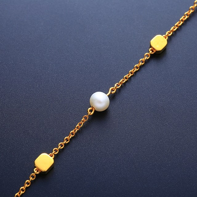 14k Gold 3.47 Ctw Natural Emerald & Pearl Bracelet - 4