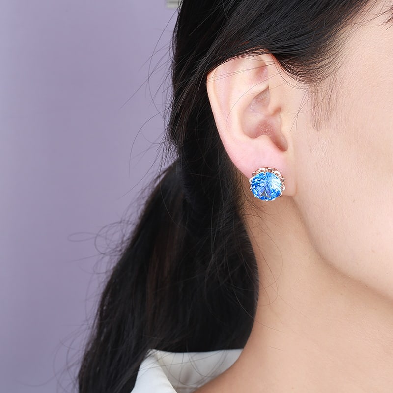 14k Gold 20.86 Ctw Natural Topaz & Diamond Earrings - 4