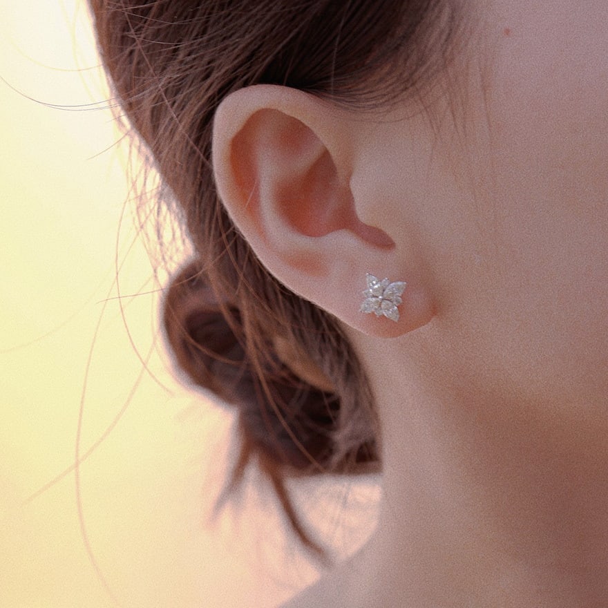 14k Gold 1.3 Ct Natural H Diamond Earrings - 2