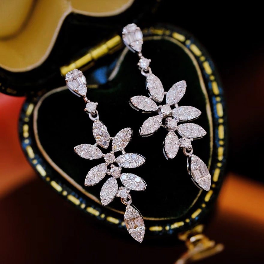 14k Gold 0.8 Ct Natural H Diamond Earrings - 3