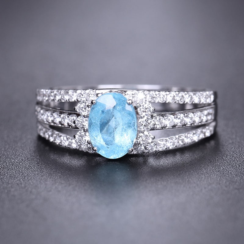 14k Gold 1.28 Ctw Natural Paraiba Tourmaline & Diamond Ring - 4