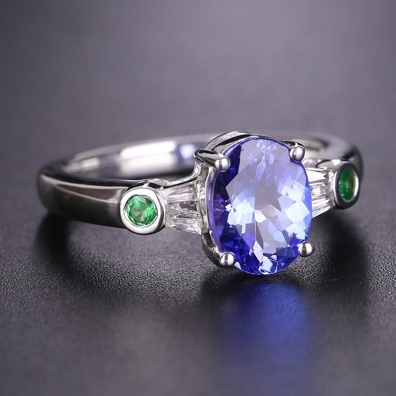 14k Gold 1.51 Ctw Natural Tanzanite & Diamond Ring - 4