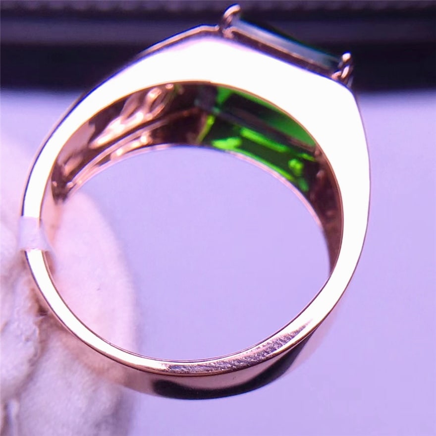 14k Gold 7.9 Ct Natural Tourmaline & Diamond & Men¡¯s Ring - 7