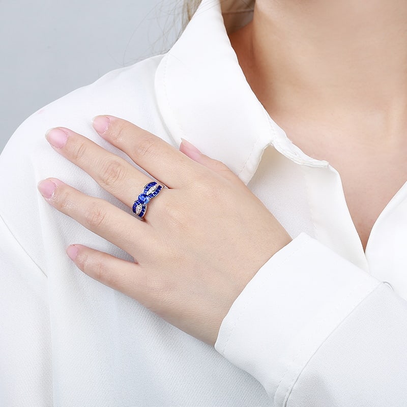 14k Gold 2.03 Ctw Natural Sapphire & Diamond Ring - 5