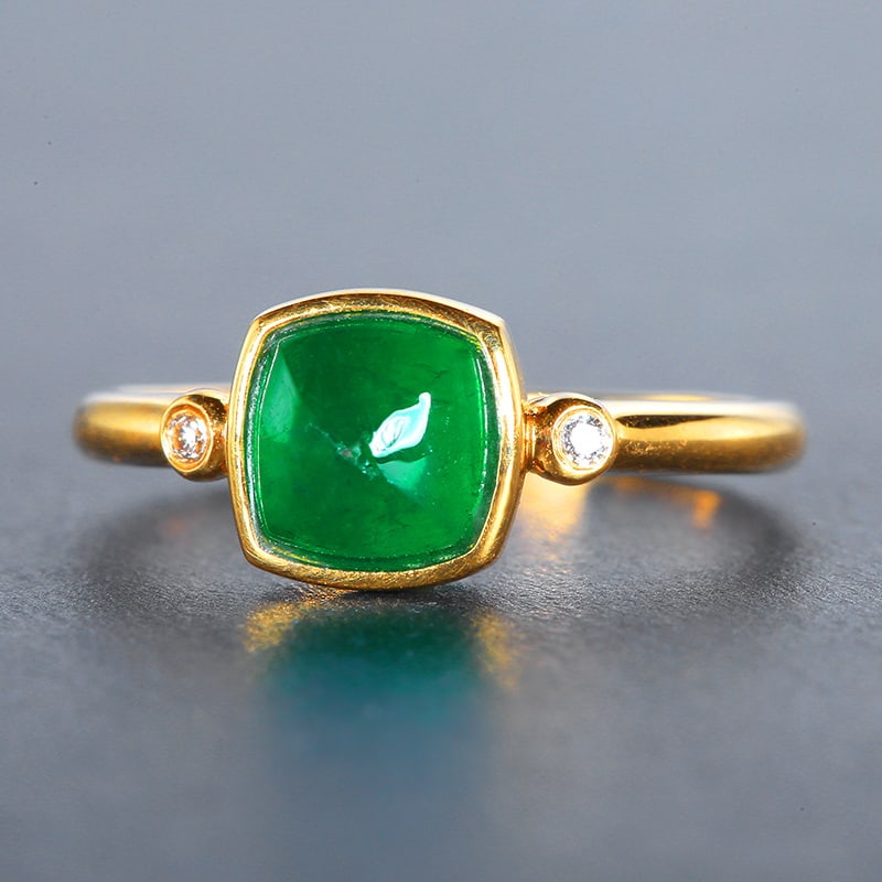 14k Gold 1.02 Ctw Vivid Green Natural Emerald & Diamond Ring - 4