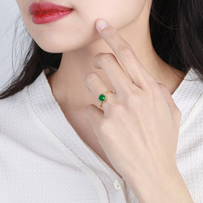 14k Gold 1.02 Ctw Vivid Green Natural Emerald & Diamond Ring - 5