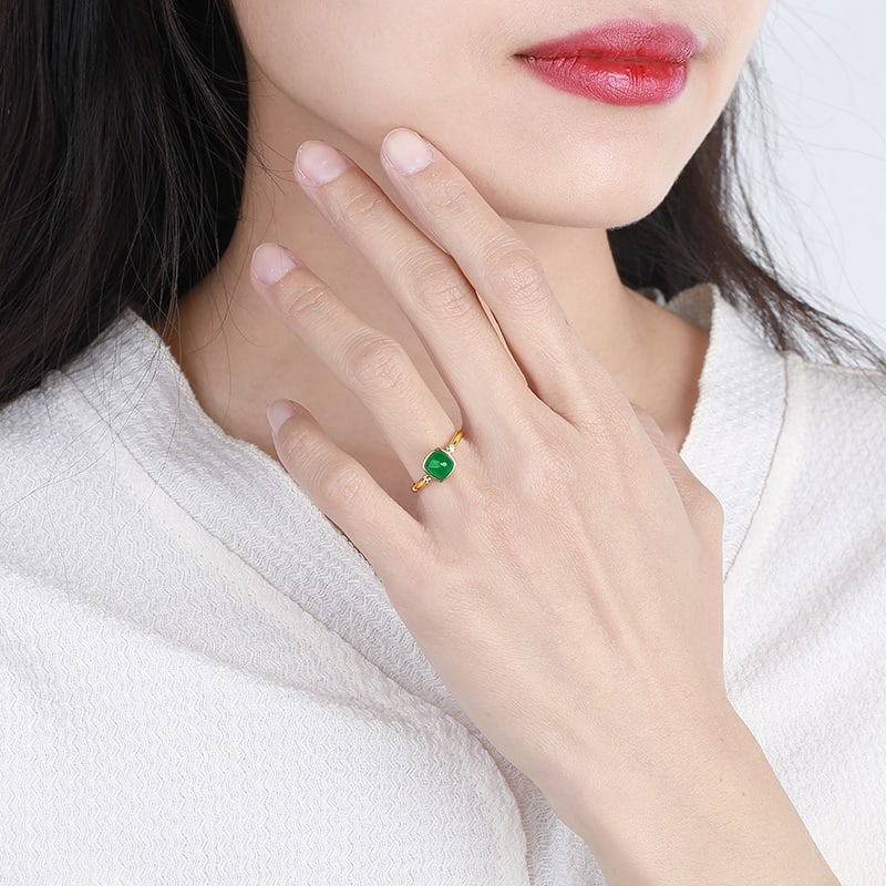14k Gold 1.02 Ctw Vivid Green Natural Emerald & Diamond Ring - 6