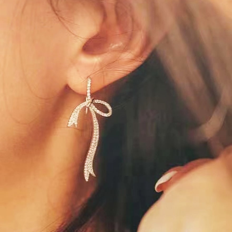 14k Gold 0.88 Ct Natural H Diamond Earrings - 5