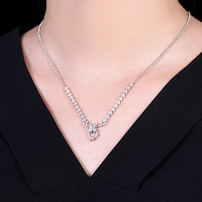 14k Gold 1.2 Ct Natural H Diamond Necklace - 3