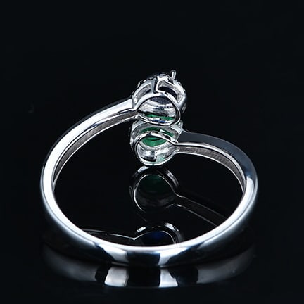 14k Gold 0.30 Ctw Natural Sapphire & Emerald & Diamond & Toi Et Moi Ring - 5