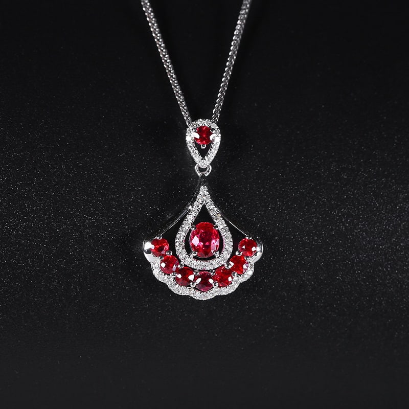 14k Gold 1.05 Ctw Natural Ruby & Diamond Pendant( Without Chain ): Ref:230939095 // gold content:14k gold // main gemstone:ruby // shape:multiply // carat weight:0. 88ct // color:pigeonblood red // treatment:natural // // adjacent gemstone 2 : diamond // number of